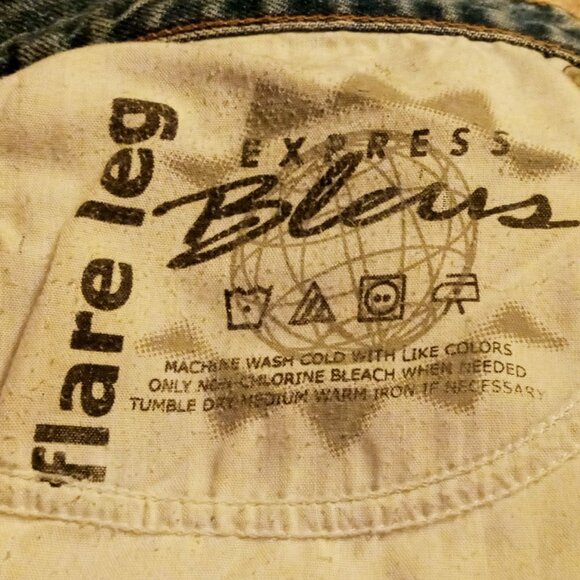COOL Vintage Y2K Express Bleus Moda Flare Light Wash Blue Jeans Sz 9/10 Jr - Picture 12 of 16